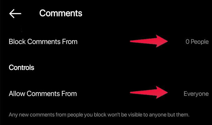 Instagram Control Comments