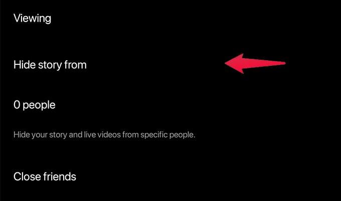 Instagram Hide Stories Setting