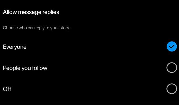 Instagram Story Reply Settings