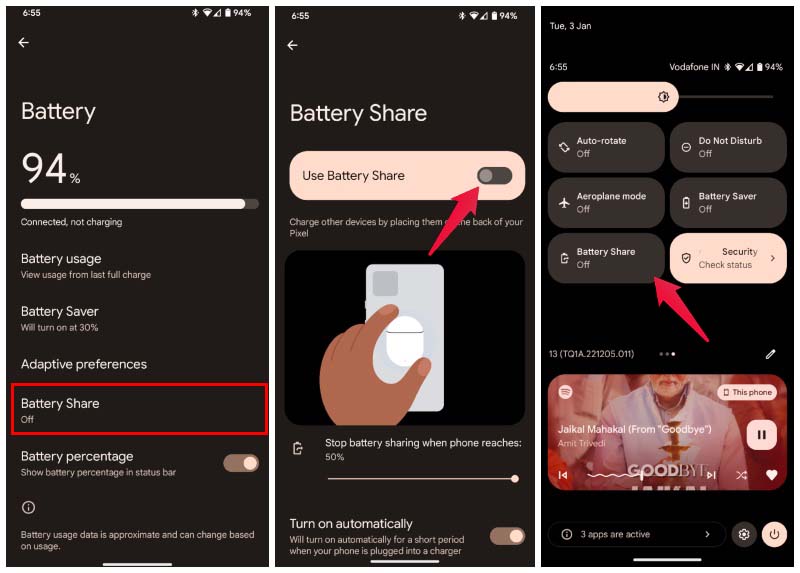 Battery Share on Pixel