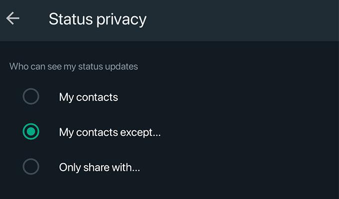 WhatsApp Status Privacy Settings