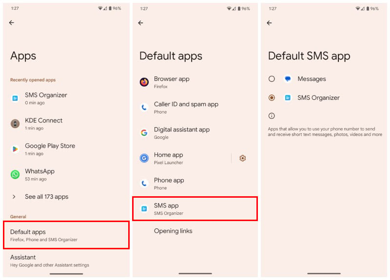 change default sms app on android