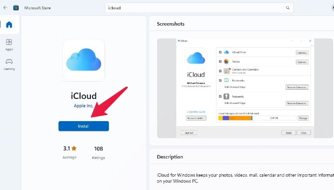 iCloud App for Windows on Microsoft Store