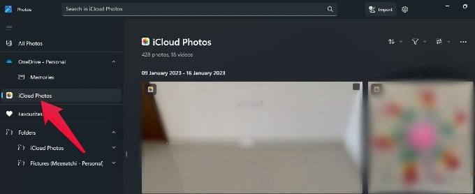 iCloud Photos on Windows Photos App