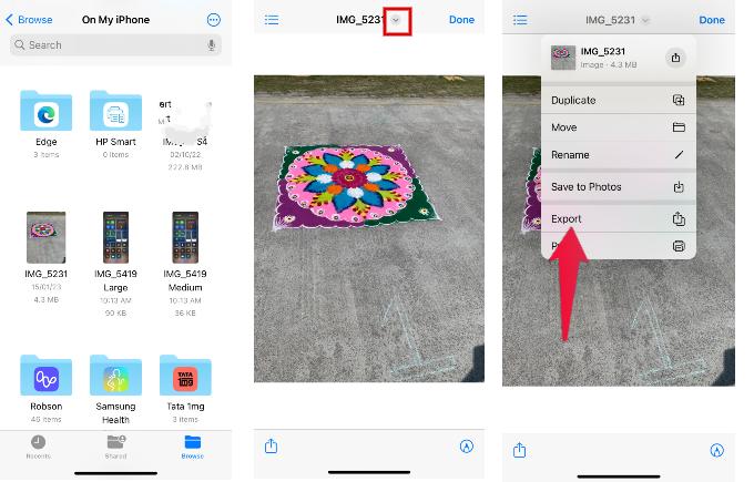 Export Images from Files App iPhone
