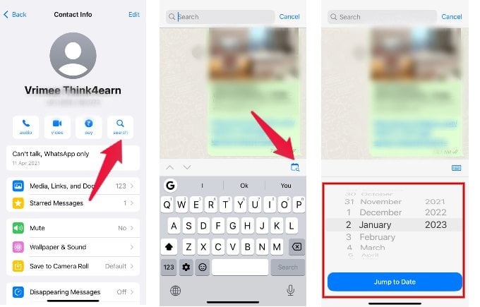 Search WhatsApp Message By Date iPhone