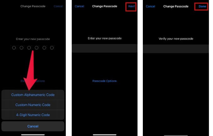Set Alphanumeric Passcode iPhone