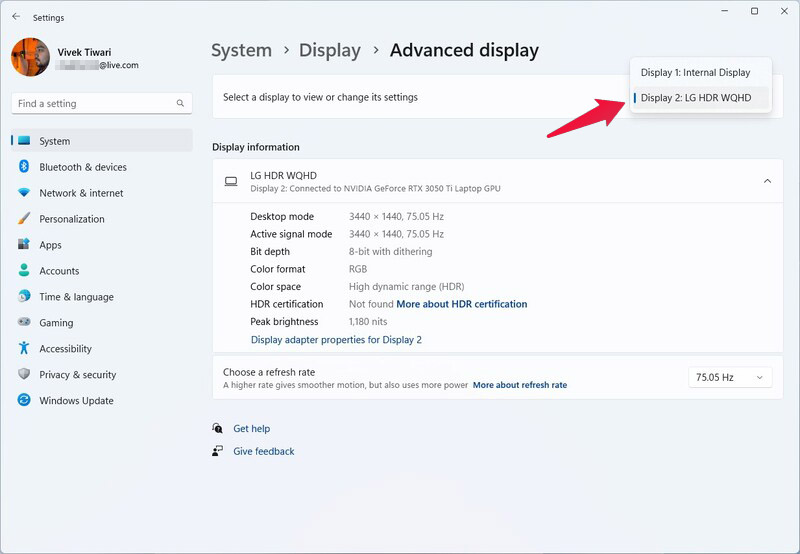 increase or decrease refresh rate on multiple displays