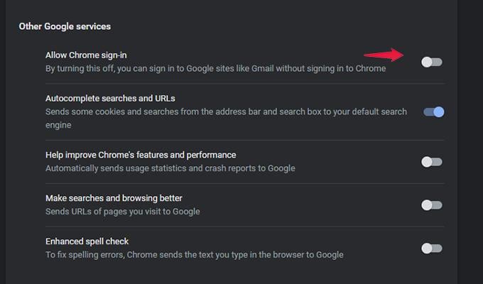 Disable Chrome Auto Sign In
