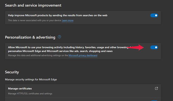 Disable Personalized Ads