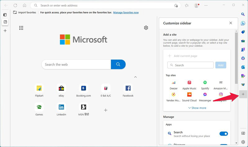 Microsoft Edge features: sidebar