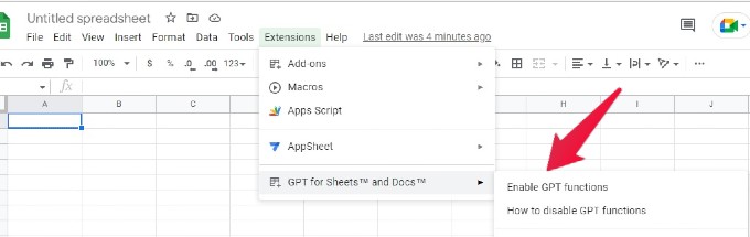 Enable GPT Google Sheets