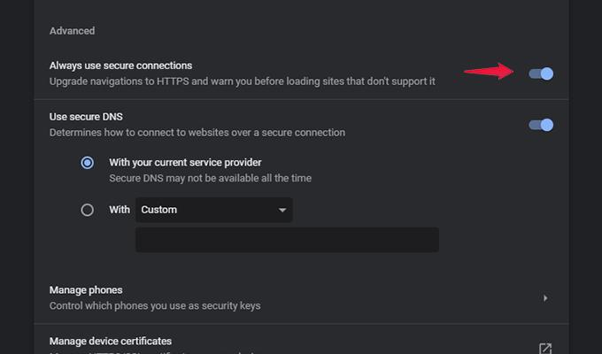 Enable Secure Connection