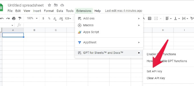 GPT Addon Menu Google Sheets