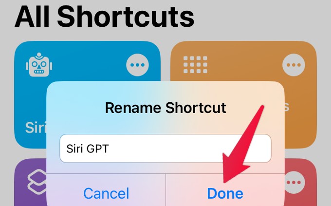 Rename Siri Shortcut iPhone
