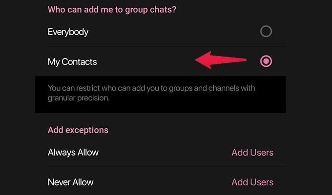 Telegram Group Settings