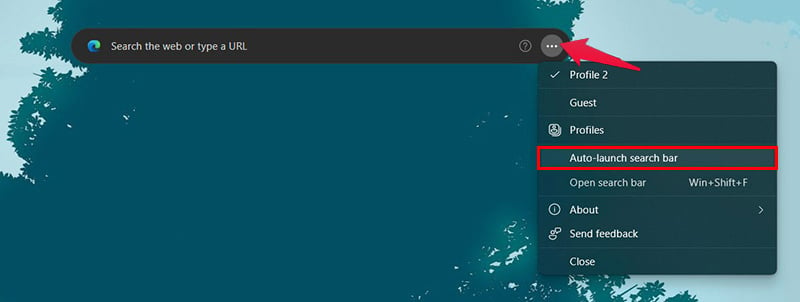 edge search bar on desktop