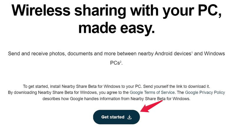 Download nearby share for windows