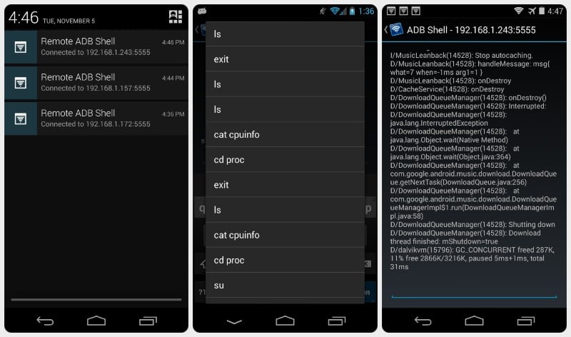 remote adb shell on android