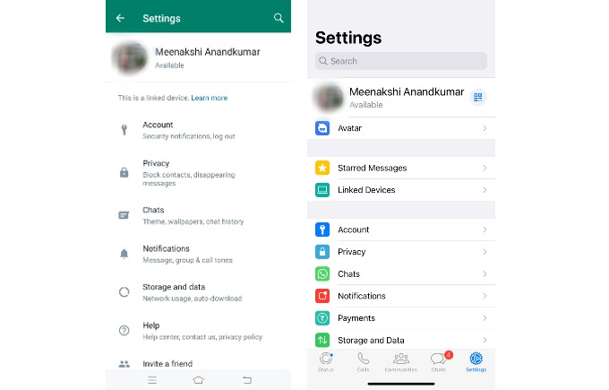 Same WhatsApp on Android and iPhone