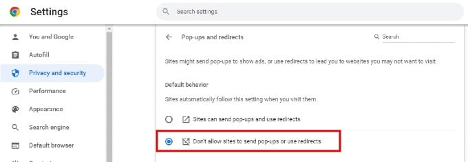 Disable Pop Ups Chrome Windows