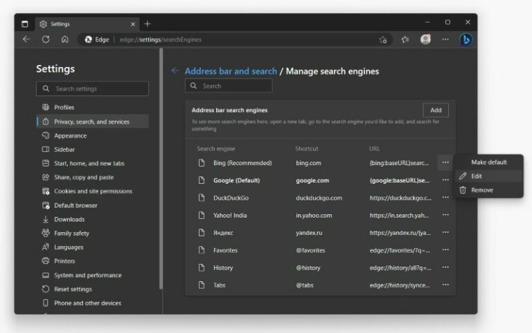 Search with Freedom:How to Change Default Search Engine on Edge and ...