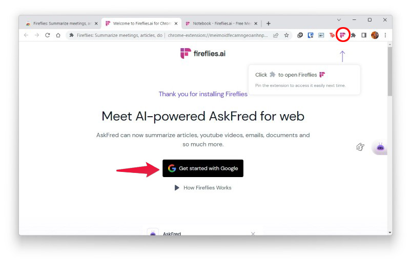 Fireflies AI chrome extension