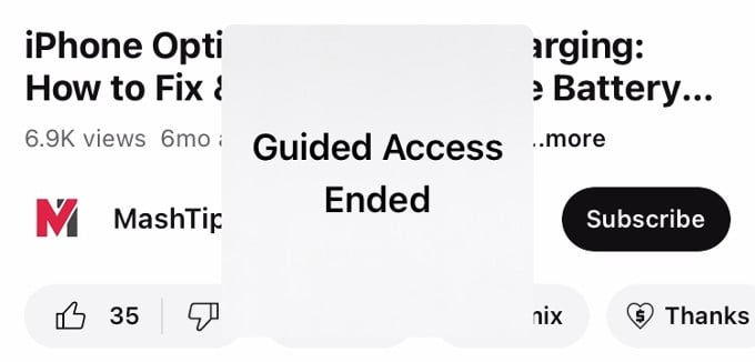 Guided Access Ended iPhone