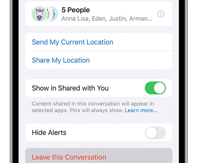 Leave Group Chat iPhone