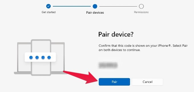 Pairing Devices Code Screen Windows