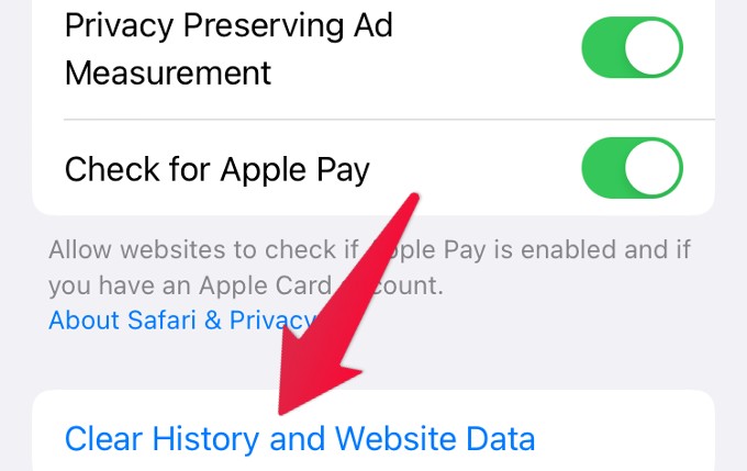 Safari Clear Data iPhone