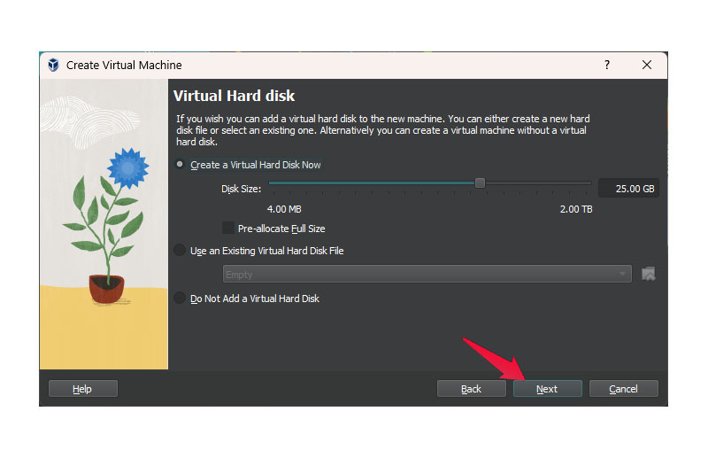 Select Virtual Hard Disk size