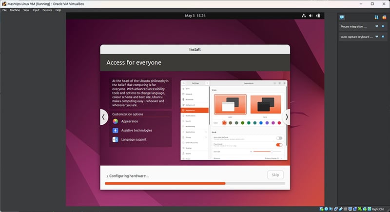 Virtual Box running Ubuntu VM