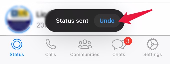 Undo Status Message WhatsApp iPhone