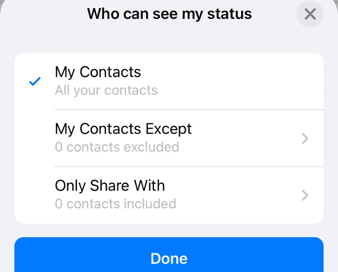 WhatsApp Status Access List Configuration iPhone
