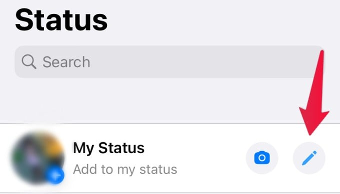 WhatsApp Status Edit Icon iPhone