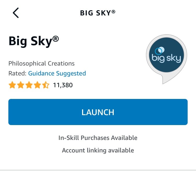 Big Sky Alexa Skill iPhone