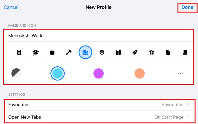 Create New Safari Profile iPad