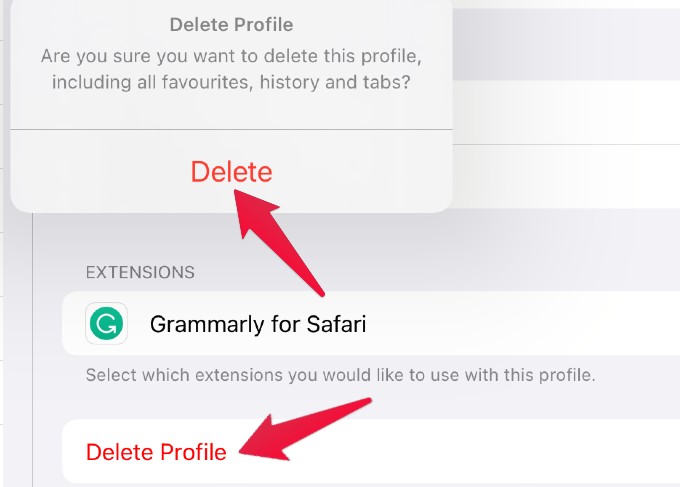 Delete Profile On Safari iPad