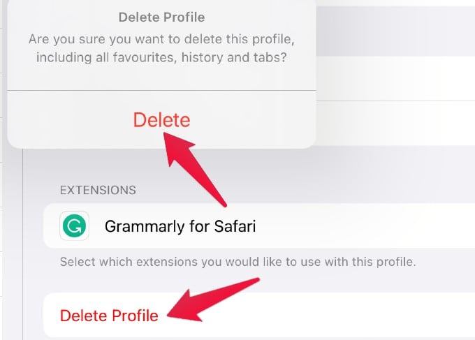 Delete Profile On Safari iPad