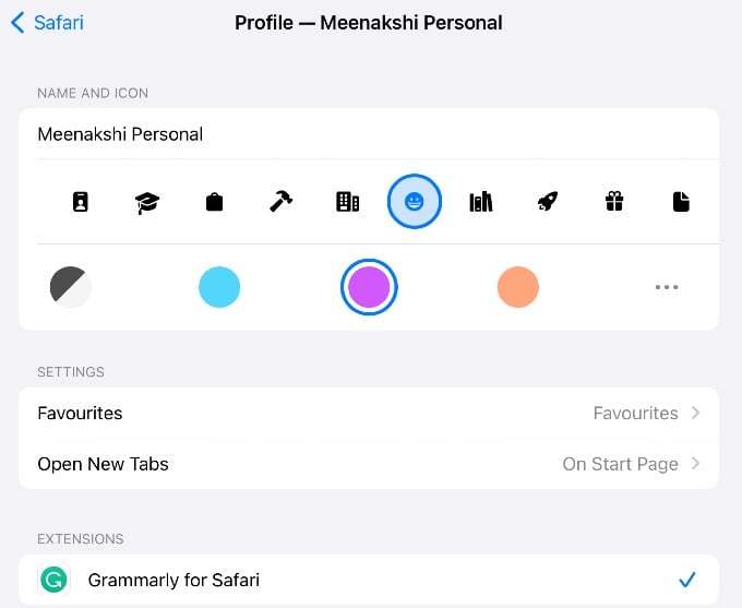Edit Safari Profile iPad