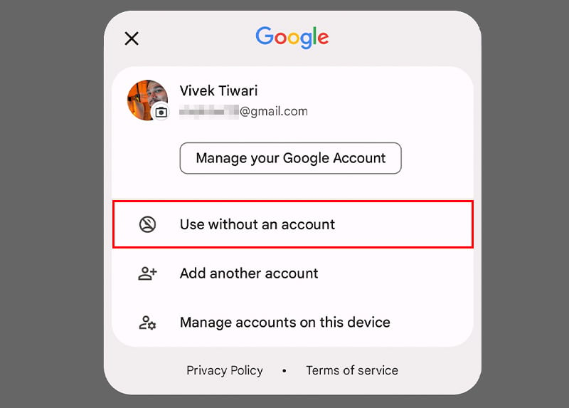 Disable Google authenticator account sync