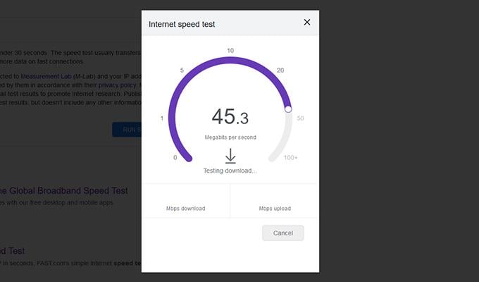 Google Search Speed Test