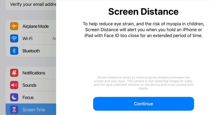 Screen Distance Description iOS 17 iPad