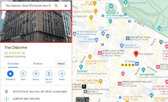 Search Address on Google Maps