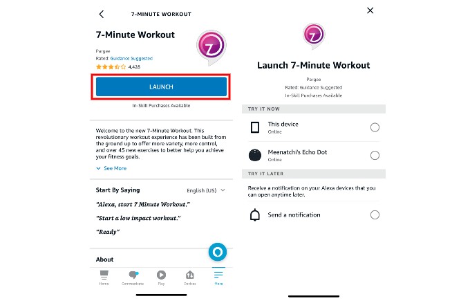 Workout Alexa Skill iPhone