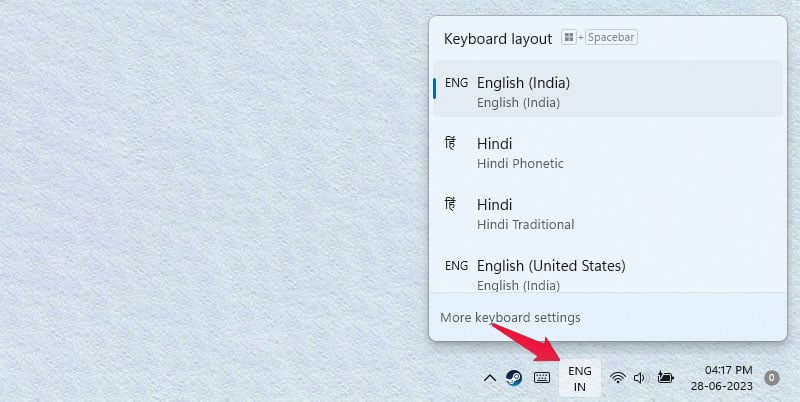 Change Windows 11 keyboard language