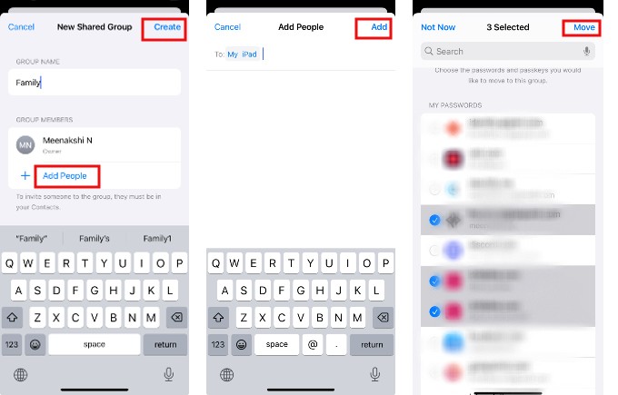 Create Shared Password Group iPhone