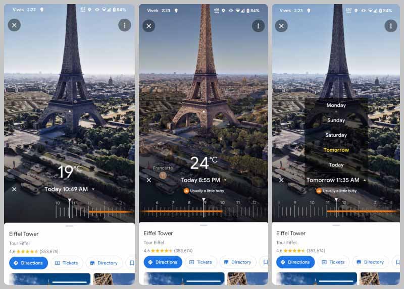 Google Maps Immersive View Time & Weather