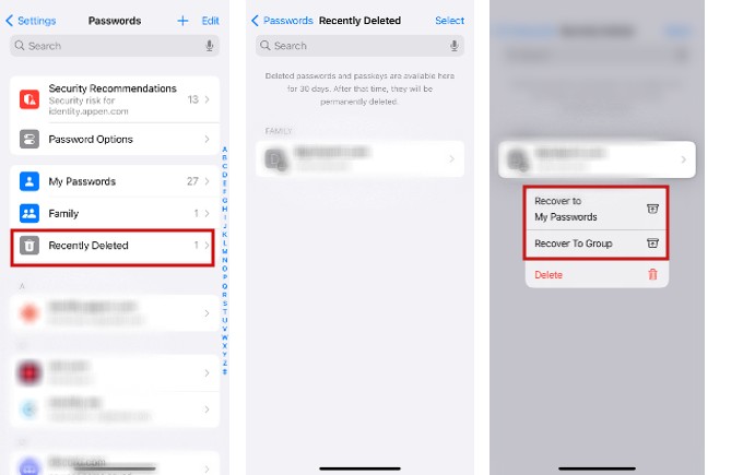 Recover Deleted Passwords in Shared Group iPhone